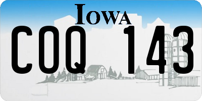IA license plate COQ143