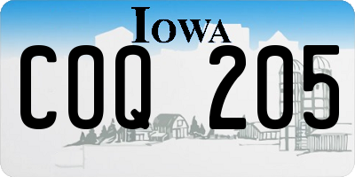IA license plate COQ205