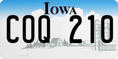 IA license plate COQ210