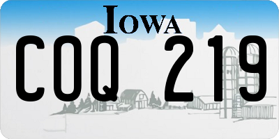 IA license plate COQ219