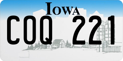 IA license plate COQ221