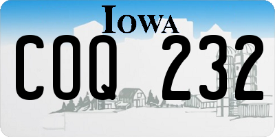 IA license plate COQ232