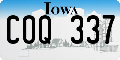 IA license plate COQ337