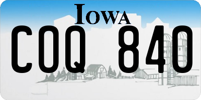 IA license plate COQ840