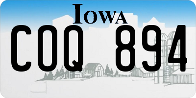 IA license plate COQ894
