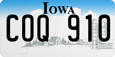IA license plate COQ910