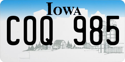 IA license plate COQ985