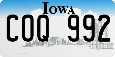 IA license plate COQ992
