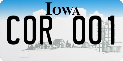 IA license plate COR001