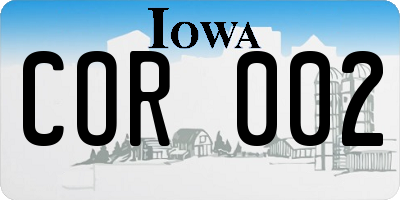 IA license plate COR002
