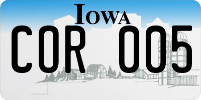 IA license plate COR005