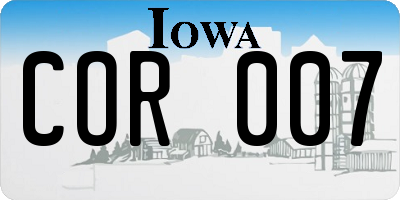 IA license plate COR007