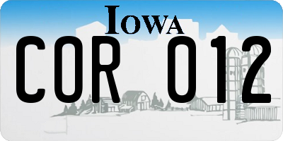 IA license plate COR012