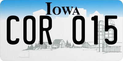 IA license plate COR015