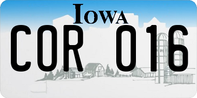 IA license plate COR016