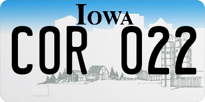 IA license plate COR022