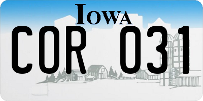 IA license plate COR031