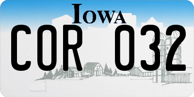 IA license plate COR032