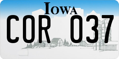 IA license plate COR037