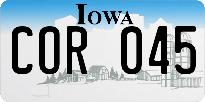 IA license plate COR045