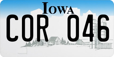 IA license plate COR046