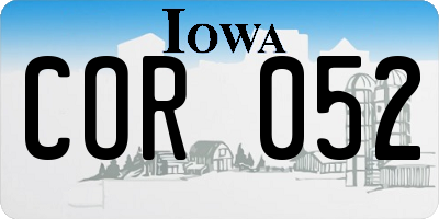 IA license plate COR052