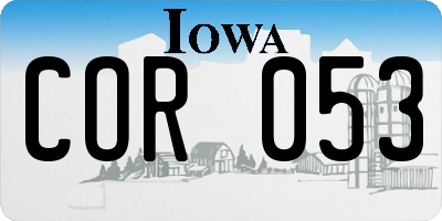 IA license plate COR053