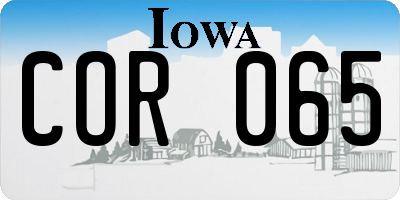 IA license plate COR065