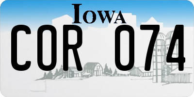 IA license plate COR074