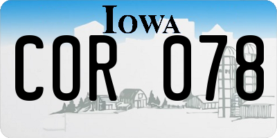 IA license plate COR078