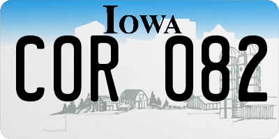 IA license plate COR082
