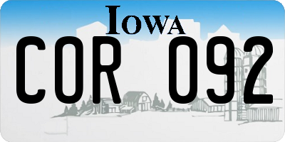 IA license plate COR092