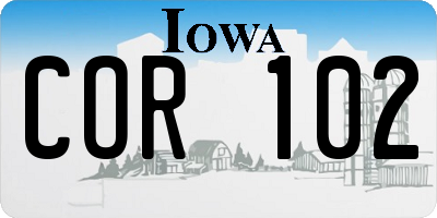 IA license plate COR102