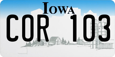 IA license plate COR103