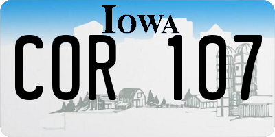 IA license plate COR107