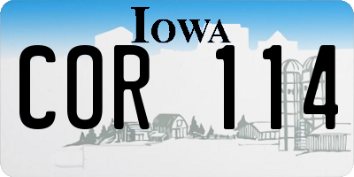 IA license plate COR114