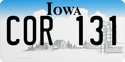IA license plate COR131