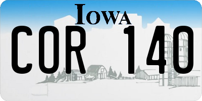 IA license plate COR140