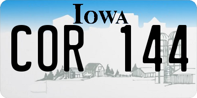 IA license plate COR144