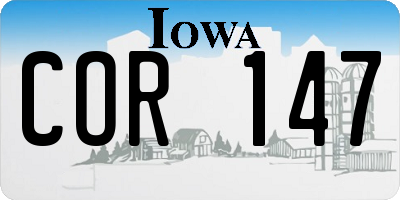 IA license plate COR147