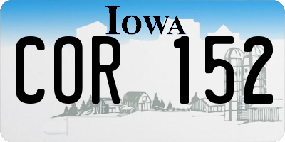 IA license plate COR152