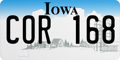IA license plate COR168