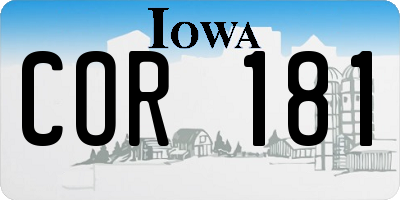 IA license plate COR181