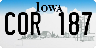 IA license plate COR187
