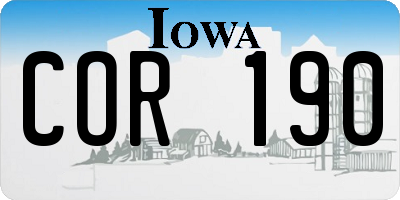 IA license plate COR190