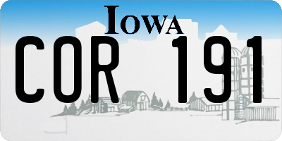IA license plate COR191