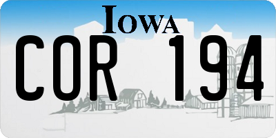 IA license plate COR194