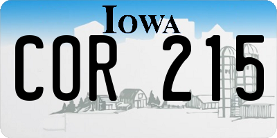 IA license plate COR215