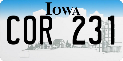 IA license plate COR231
