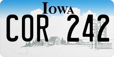 IA license plate COR242